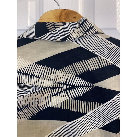 D’Accord Short Sleeve Half Button Polo Shirt. Mens Large Black Tan White - Picture 8 of 9